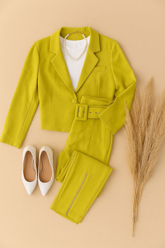 Conjunto Blazer Cropped e Calça Skinny - Larga Roupas