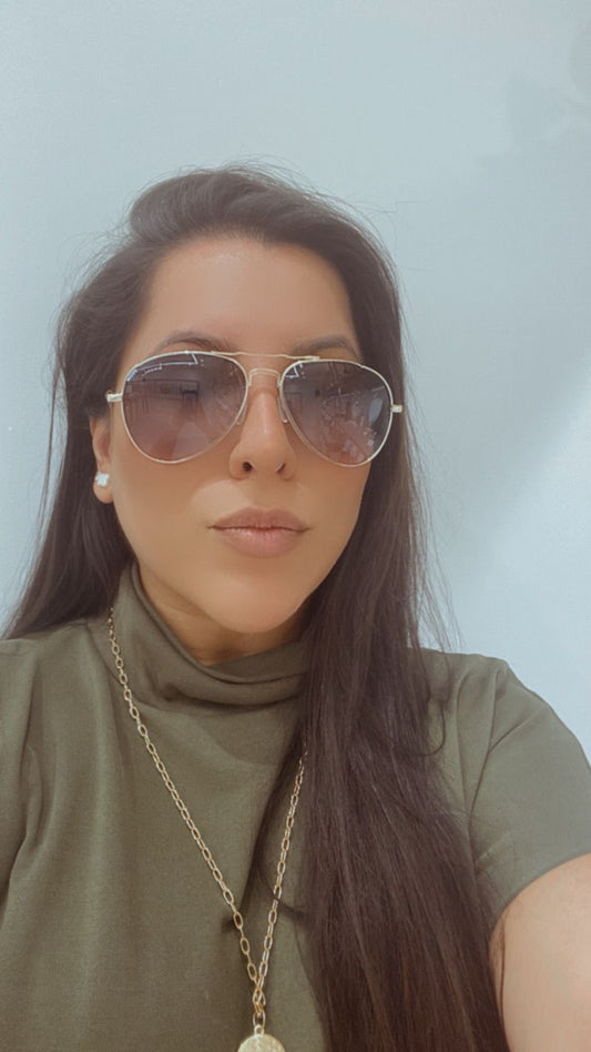 Óculos de Sol Aviador Clássico Gold - Larga Roupas